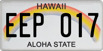 HI license plate EEP017