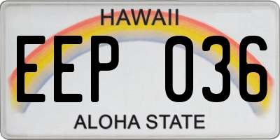 HI license plate EEP036