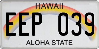 HI license plate EEP039
