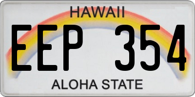 HI license plate EEP354