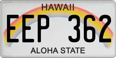 HI license plate EEP362