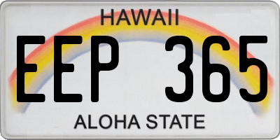 HI license plate EEP365