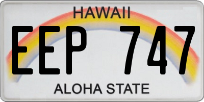 HI license plate EEP747