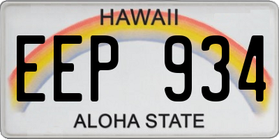 HI license plate EEP934
