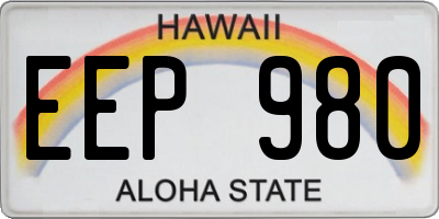 HI license plate EEP980