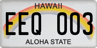 HI license plate EEQ003