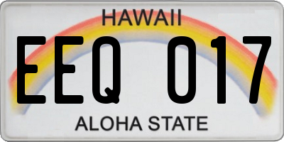 HI license plate EEQ017
