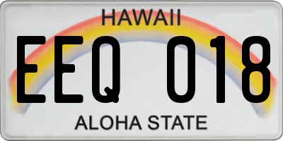 HI license plate EEQ018