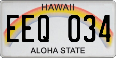 HI license plate EEQ034