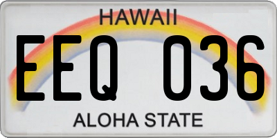 HI license plate EEQ036