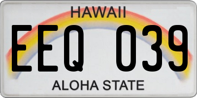 HI license plate EEQ039