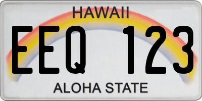 HI license plate EEQ123