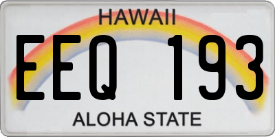 HI license plate EEQ193