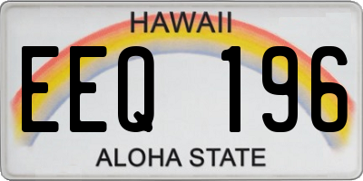 HI license plate EEQ196