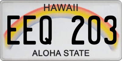 HI license plate EEQ203