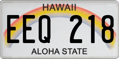 HI license plate EEQ218
