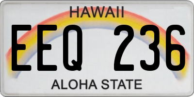 HI license plate EEQ236