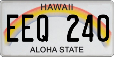 HI license plate EEQ240