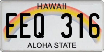 HI license plate EEQ316