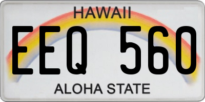 HI license plate EEQ560