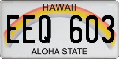 HI license plate EEQ603
