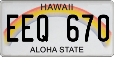 HI license plate EEQ670