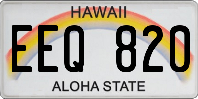 HI license plate EEQ820
