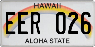 HI license plate EER026