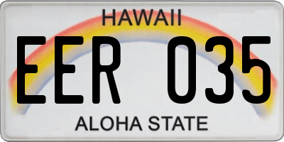 HI license plate EER035