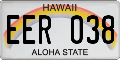 HI license plate EER038