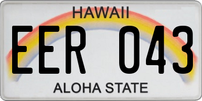 HI license plate EER043