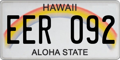HI license plate EER092