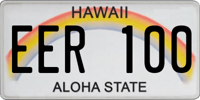HI license plate EER100