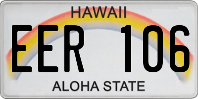 HI license plate EER106