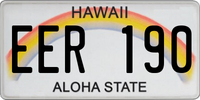 HI license plate EER190