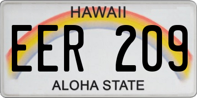 HI license plate EER209
