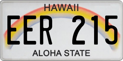 HI license plate EER215
