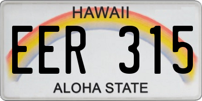 HI license plate EER315