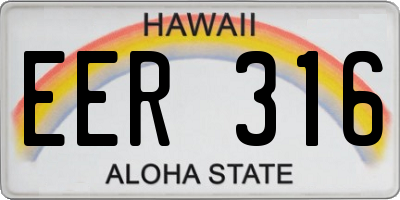 HI license plate EER316