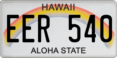 HI license plate EER540