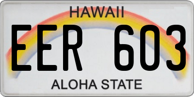 HI license plate EER603