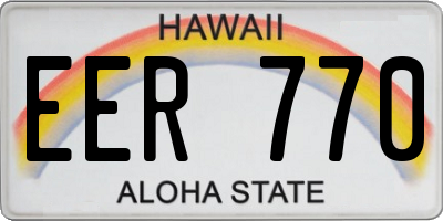 HI license plate EER770