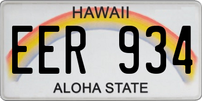 HI license plate EER934