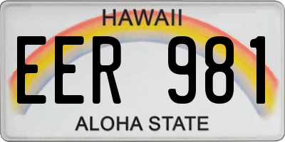 HI license plate EER981