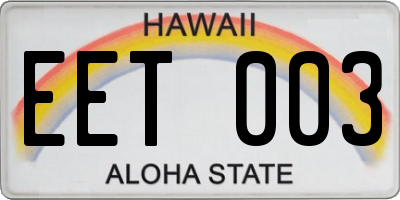 HI license plate EET003