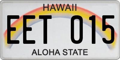 HI license plate EET015