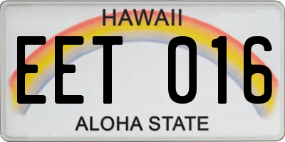 HI license plate EET016