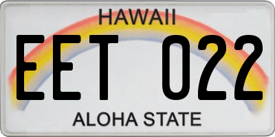 HI license plate EET022