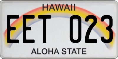 HI license plate EET023
