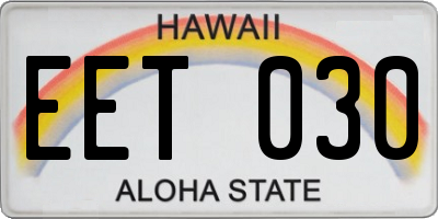 HI license plate EET030